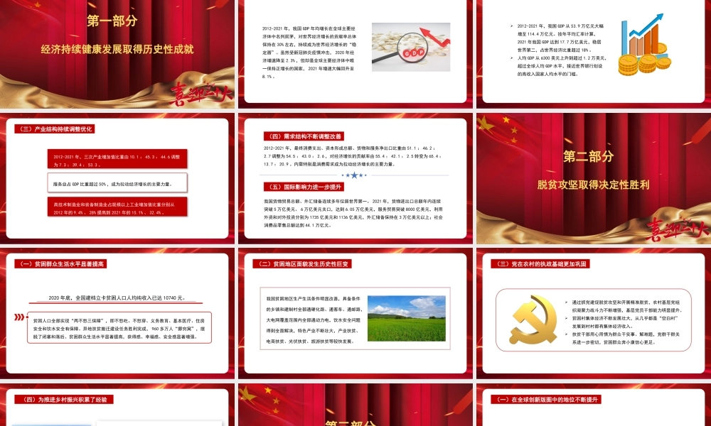 主题党课讲稿：我国经济社会发展的十年历史性成就回顾（ppt）.pptx