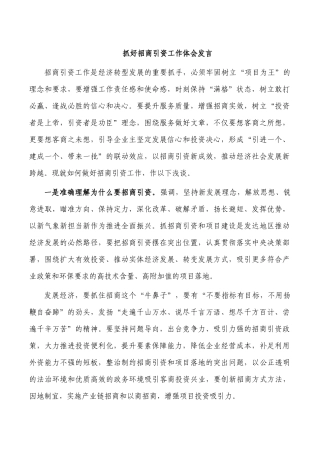 抓好招商引资工作体会发言.docx
