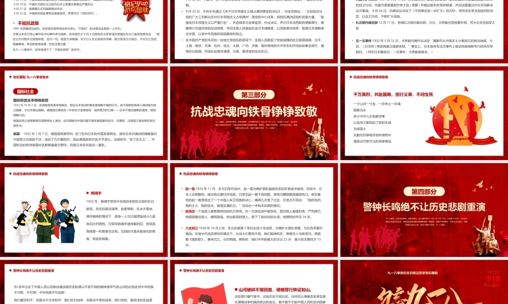 九一八事变纪念日铭记历史勿忘国耻PPT课件（带内容）.pptx