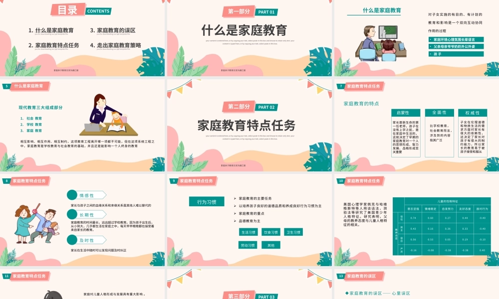 卡通风走出教庭教育的误区培训PPT模板.pptx