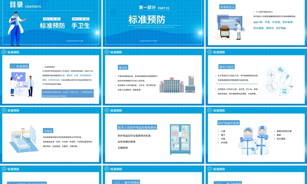 蓝色预防医院感染岗位培训上部PPT模板.pptx
