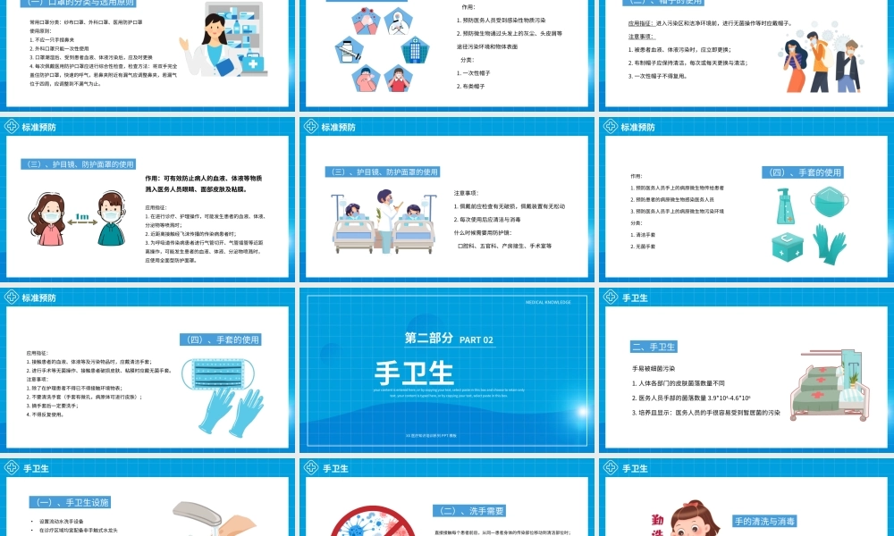 蓝色预防医院感染岗位培训上部PPT模板.pptx