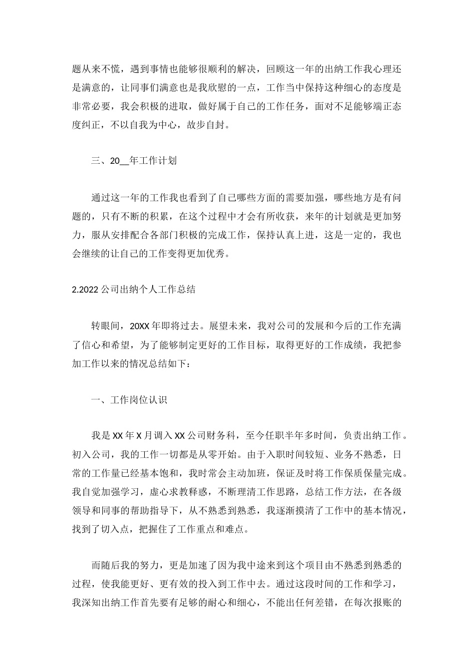 2022公司出纳个人工作总结5篇.docx_第2页