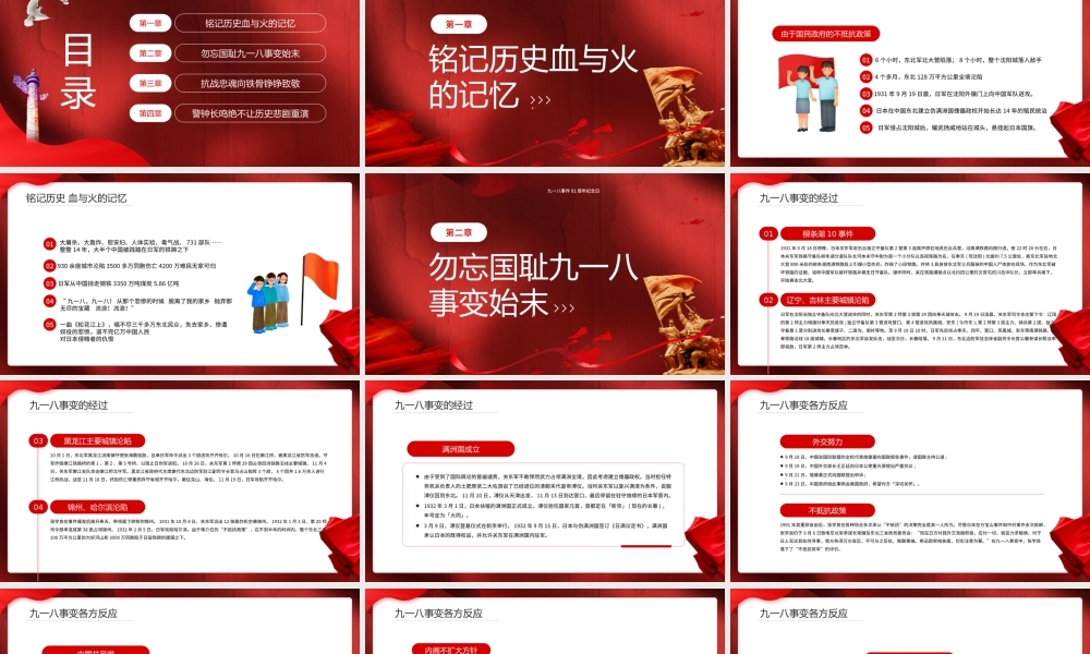 红色简约九一八事件91周年纪念日PPT.pptx