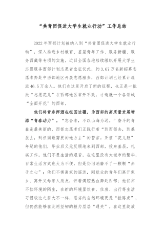 “共青团促进大学生就业行动”工作总结.docx