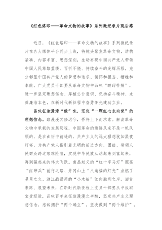 《红色烙印——革命文物的故事》系列微纪录片观后感2篇.docx