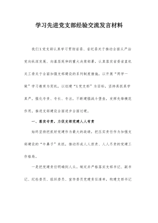 学习先进党支部经验交流发言材料.docx