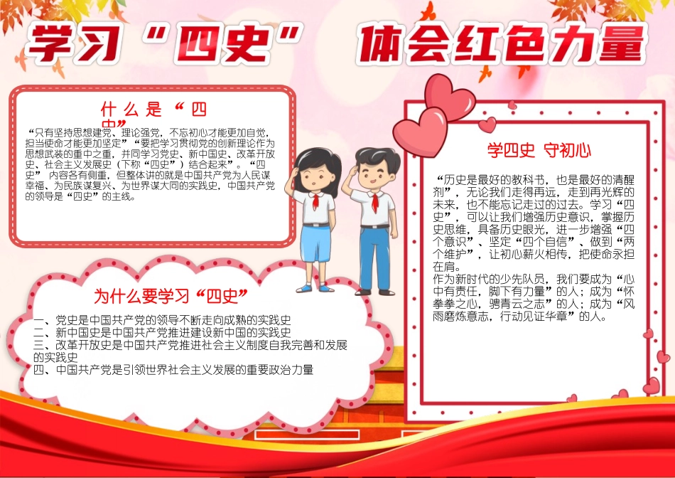 学习四史小报体会红色力量电子手抄报模板.docx_第1页