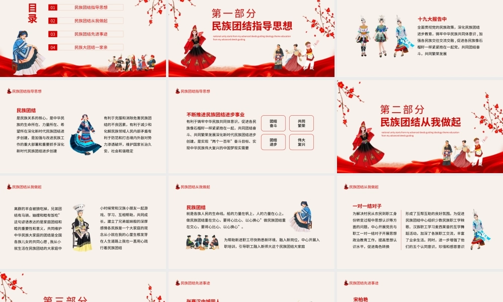 民族团结先进事迹指导思想主题教育动态PPT模板下载.pptx