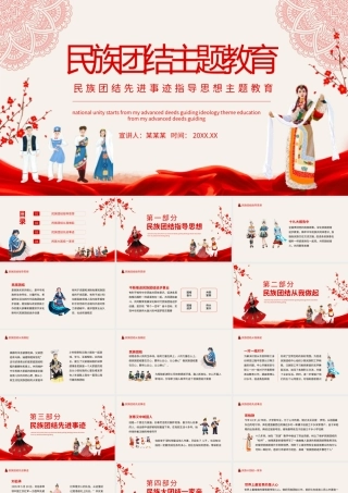 民族团结先进事迹指导思想主题教育动态PPT模板下载.pptx
