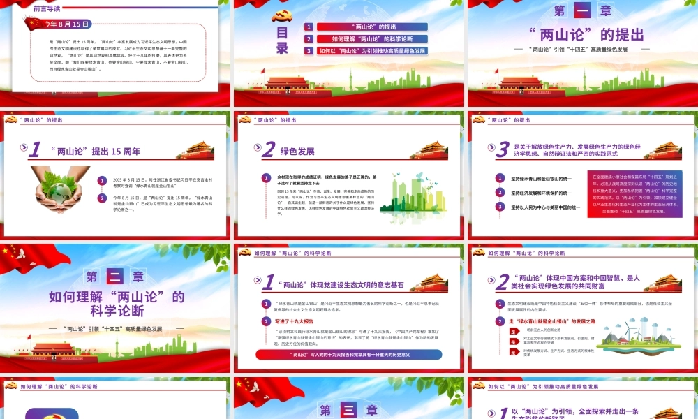 （课件模板）党建党政党课两山论环保动态PPT模板.pptx