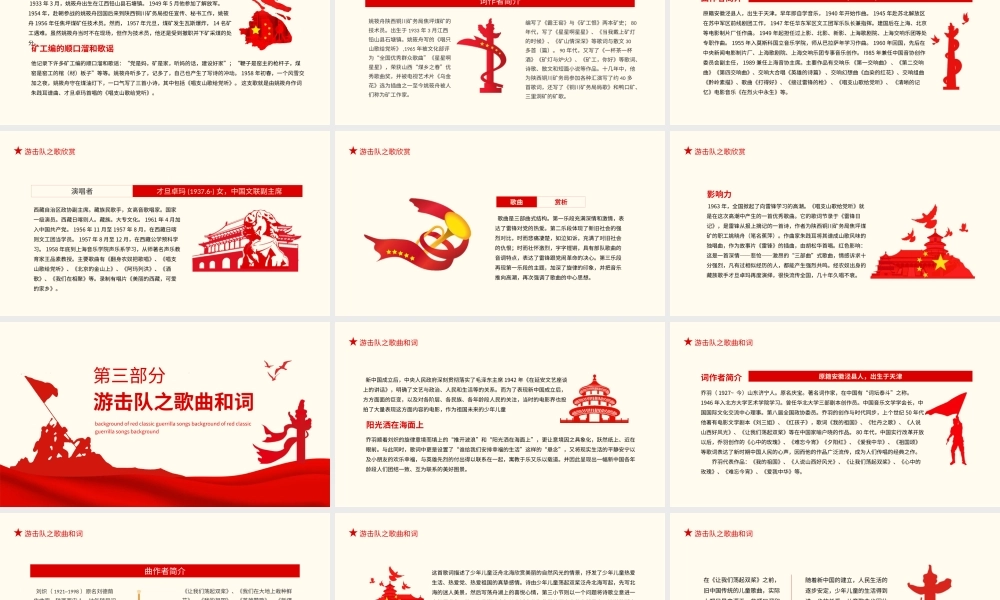经典游击队之歌创作背景介绍动态PPT模板下载.pptx
