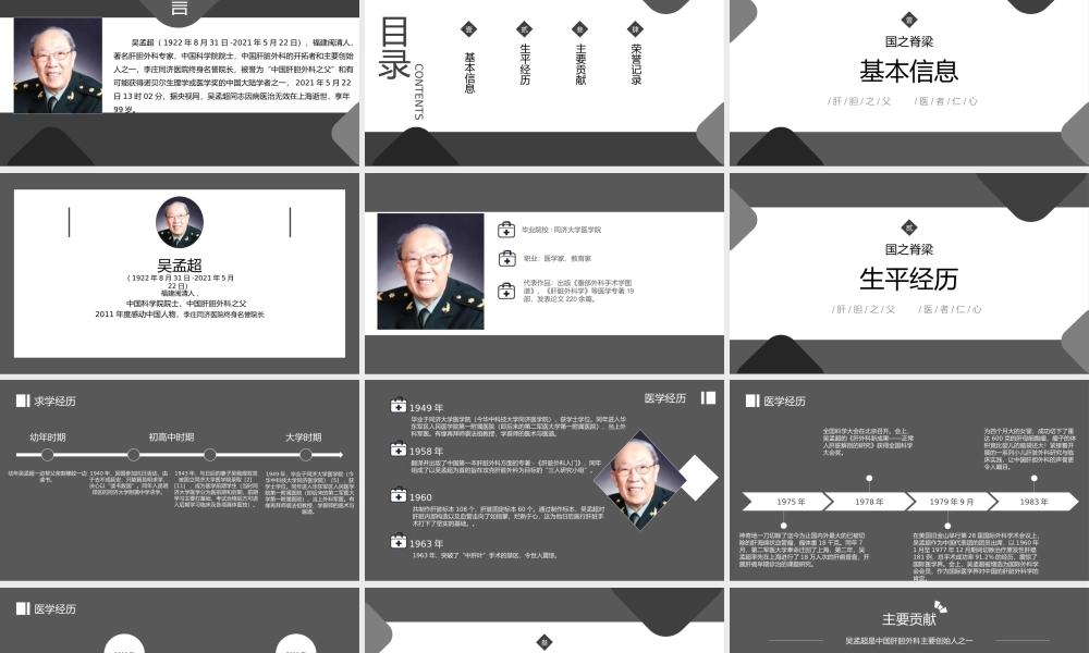 医者仁心吴孟超人物介绍PPT模板下载.pptx