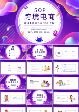 跨境电商海外仓SOP流程动态PPT模板下载.pptx