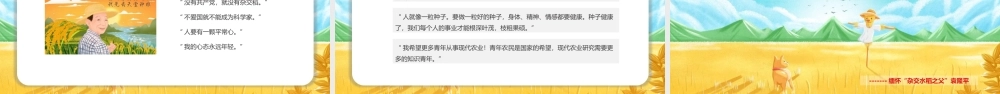 禾下乘凉梦十里稻花香缅怀“杂交水稻之父”袁隆平课件PPT模板下载.pptx
