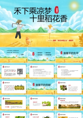 禾下乘凉梦十里稻花香缅怀“杂交水稻之父”袁隆平课件PPT模板下载.pptx