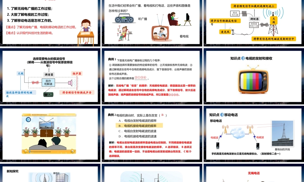 2021人教版物理九年级下《广播、电视和移动通信》PPT课件（带内容）.pptx