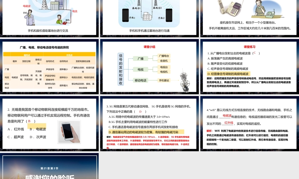 2021人教版物理九年级下《广播、电视和移动通信》PPT课件（带内容）.pptx