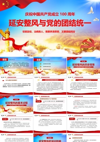 2021年延安整风与党的团结统一庆祝中国共产党成立专题党课PPT模板下载.pptx