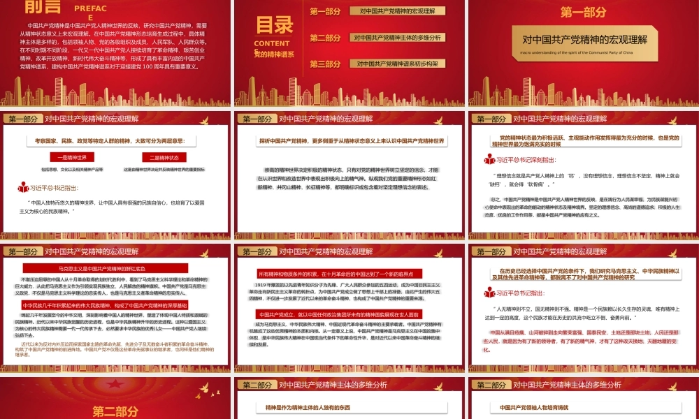 2021年中国共产党精神谱系党课PPT模板下载.pptx