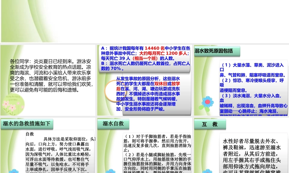 最新防溺水安全教育主题班会教学设计课件PPT.pptx