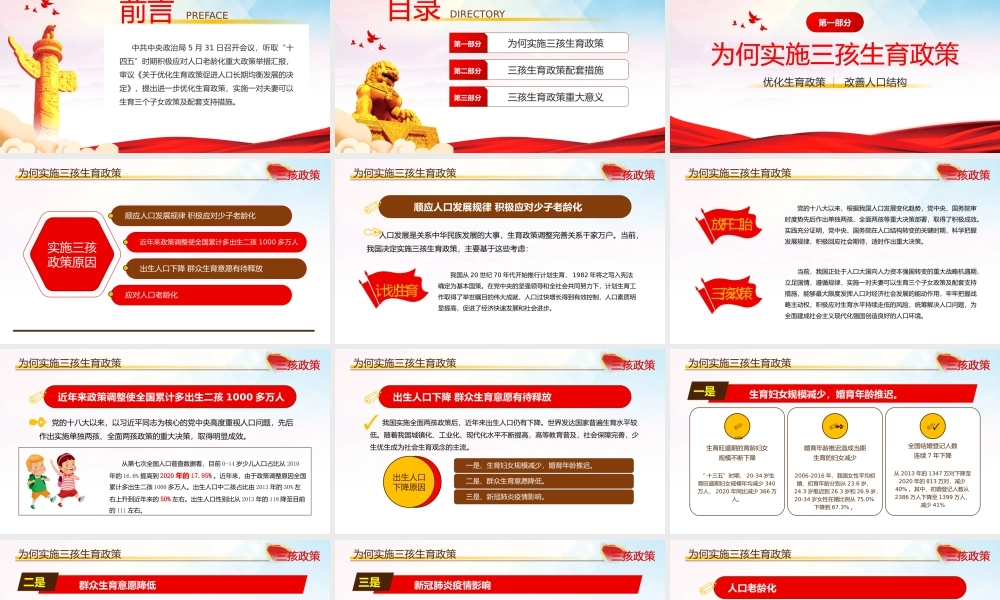 学习解读三孩生育政策PPT模板下载.pptx