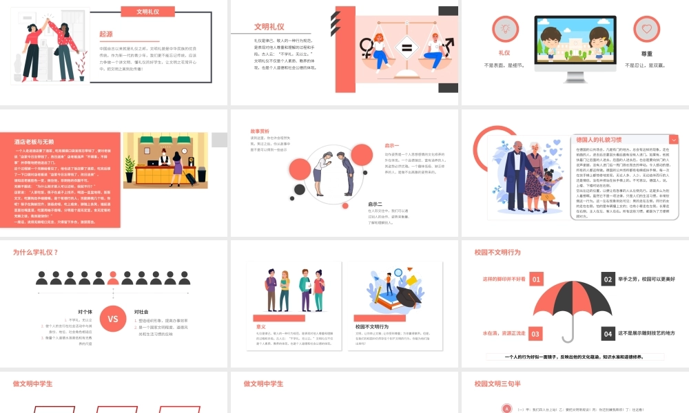 校风校纪整顿主题班会-文明礼仪伴我行成长PPT课件（带内容）.pptx