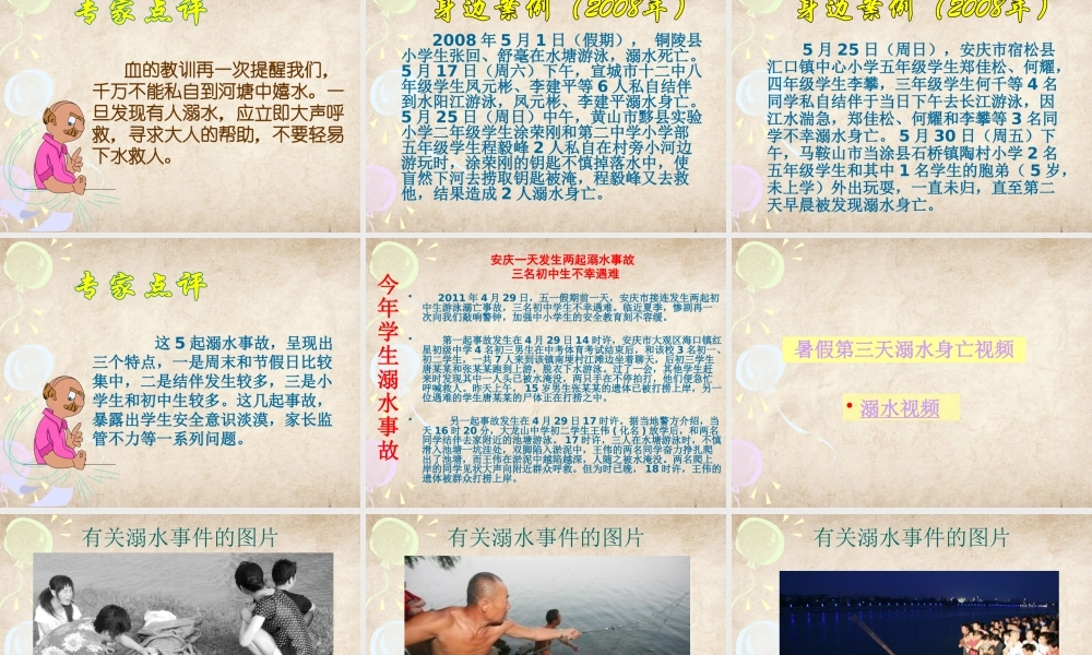 中小学生防溺水夏季安全主题班会教学设计课件PPT精品.pptx
