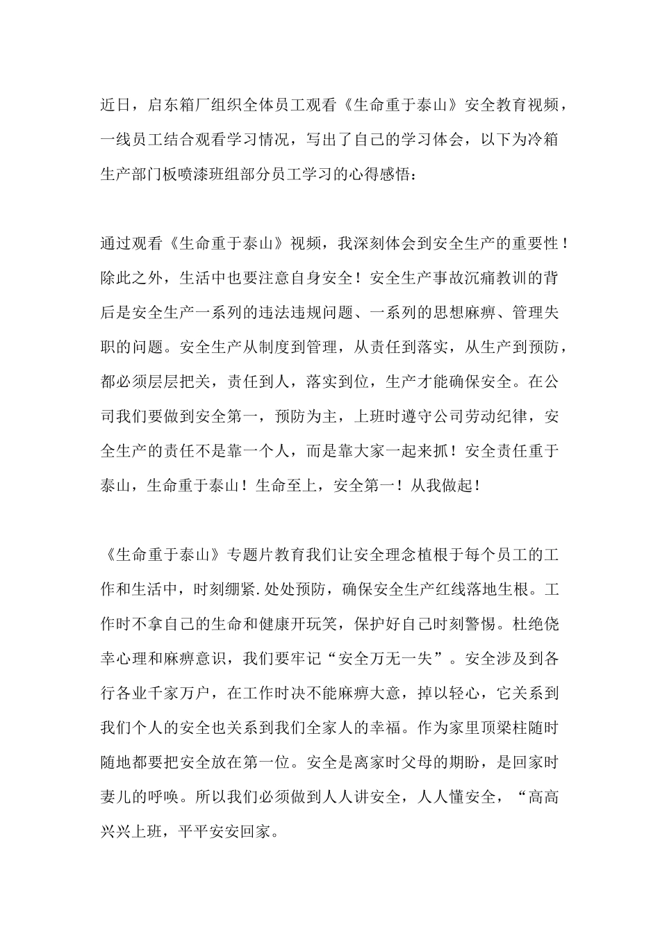 安全生产月观看《生命重于泰山》专题片有感心得体会16篇.docx_第2页