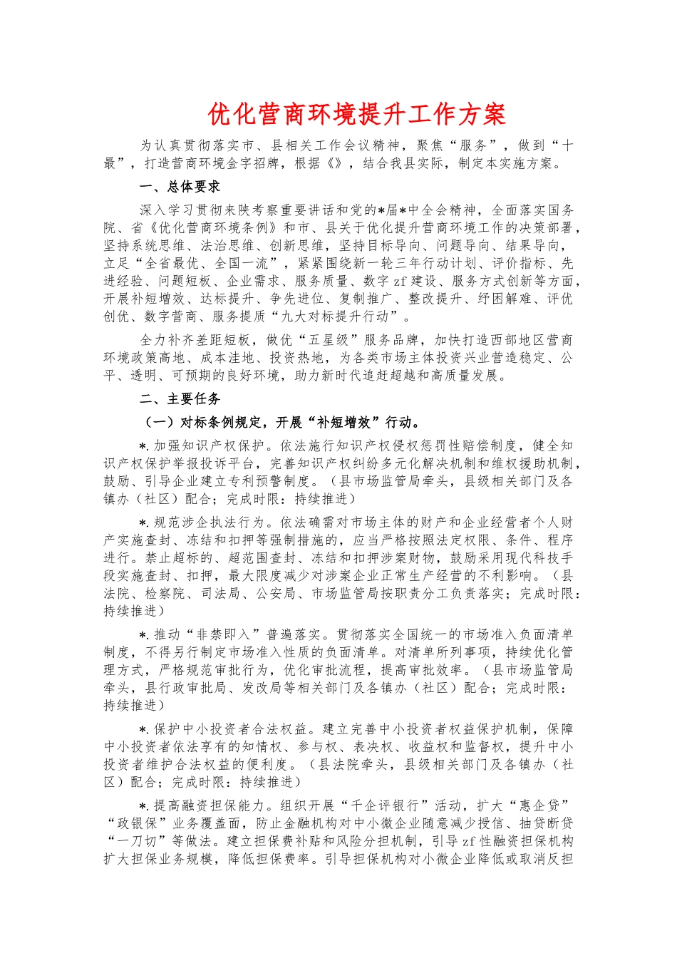 优化营商环境提升工作方案.docx_第1页