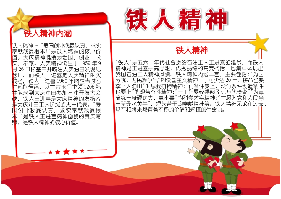 大庆精神铁人精神王进喜精神石油精神手抄报小报.docx_第1页