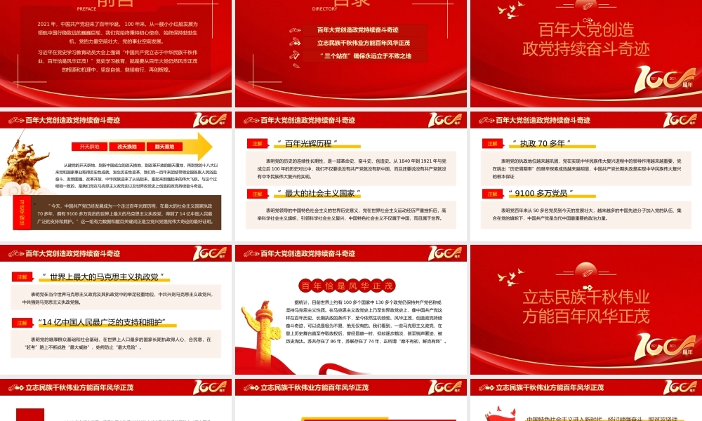 百年恰是风华正茂七一建党历程学习教育PPT模板下载.pptx