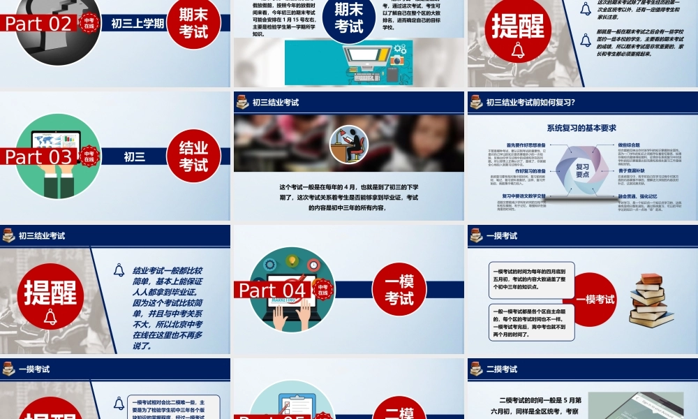 初三一年级中考模拟考试复习指南PPT模板下载.pptx