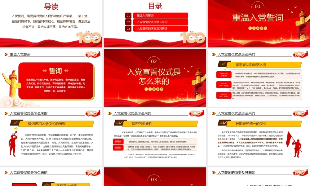 党史学习教育-重温入党誓词入党誓词的演变及其解读PPT课件（带内容）.pptx