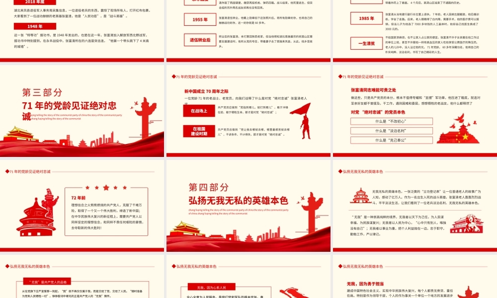庆祝七一中国共产党成立讲好故事之张富清动态PPT模板下载.pptx