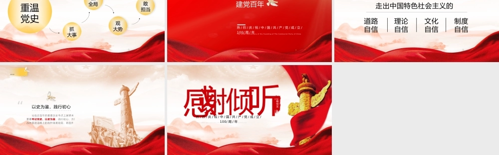 建党百年历程学习党政宣传PPT模板下载.pptx