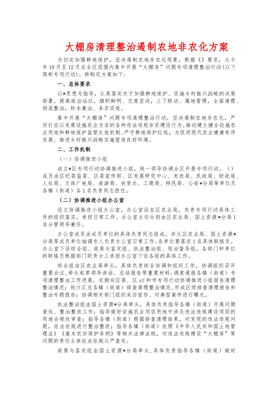 大棚房清理整治遏制农地非农化方案.docx_第1页