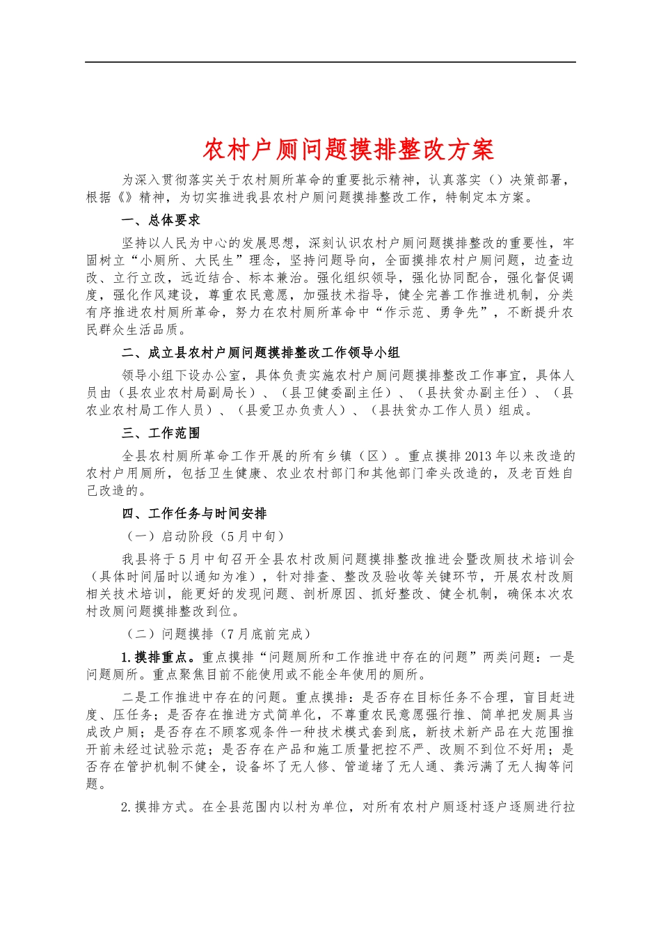 农村户厕问题摸排整改方案.docx_第1页