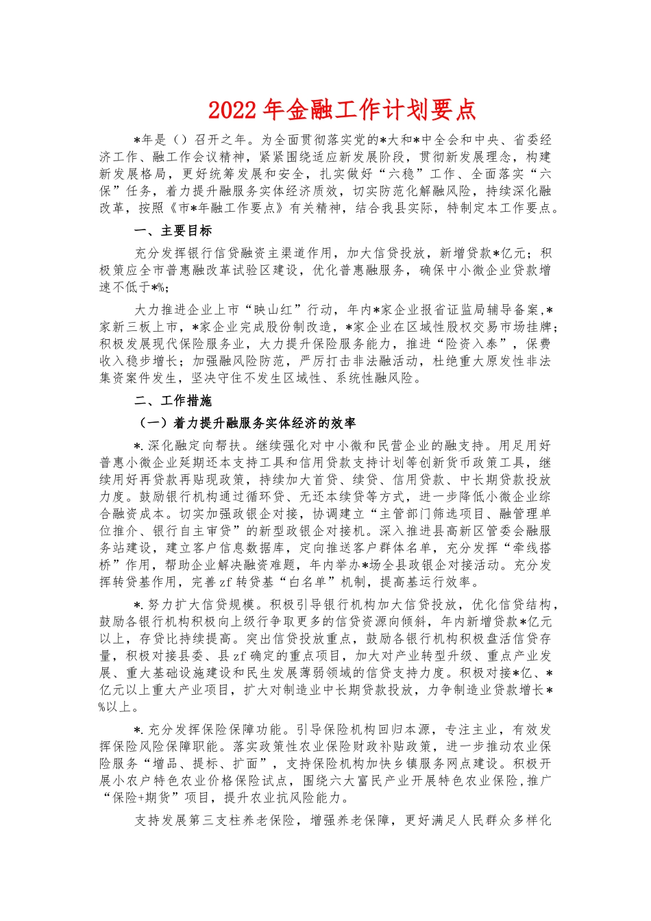 2022年金融工作计划要点.docx_第1页