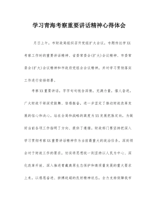 学习青海考察重要讲话精神心得体会.docx