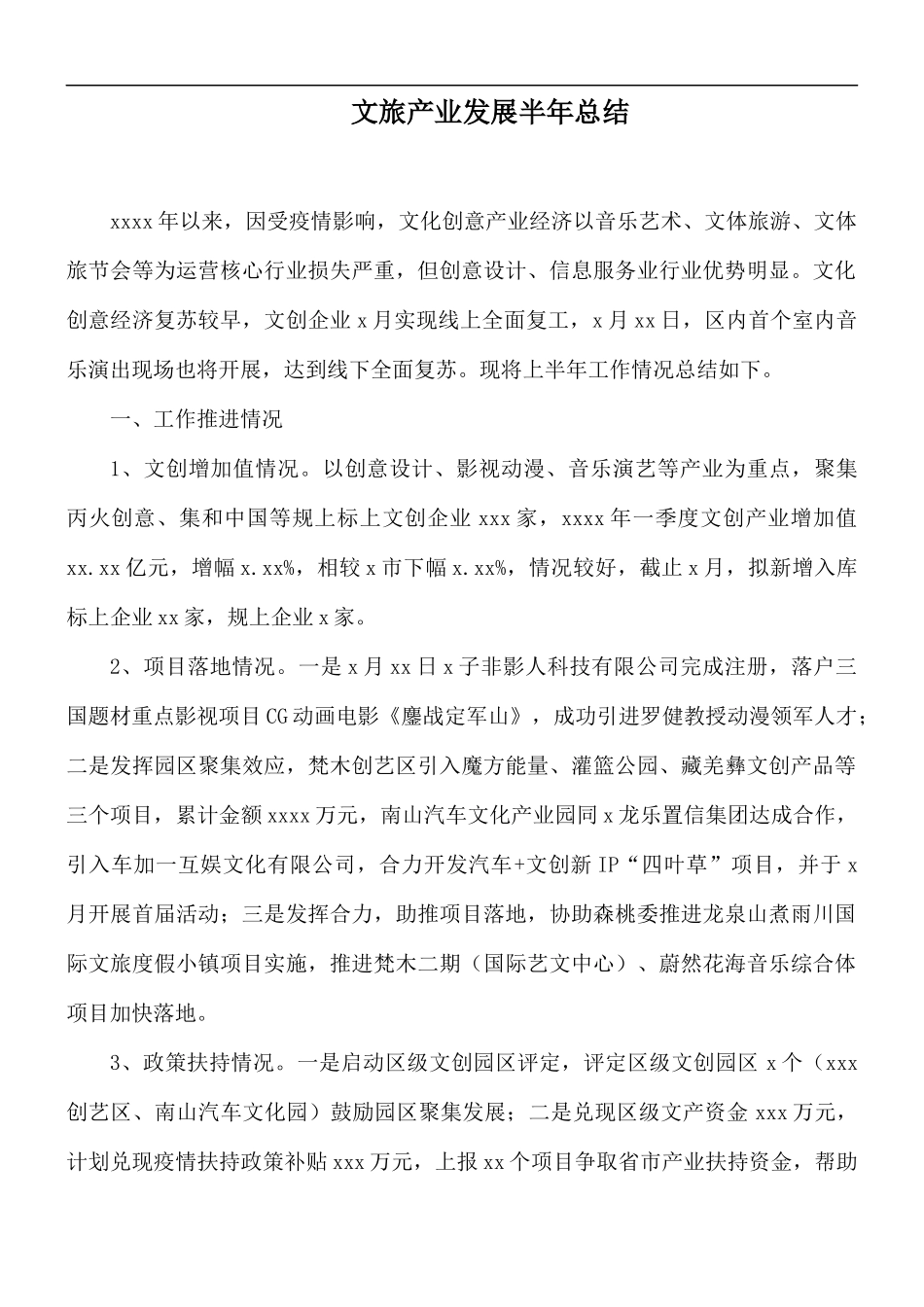 文旅产业发展半年总结.docx_第1页