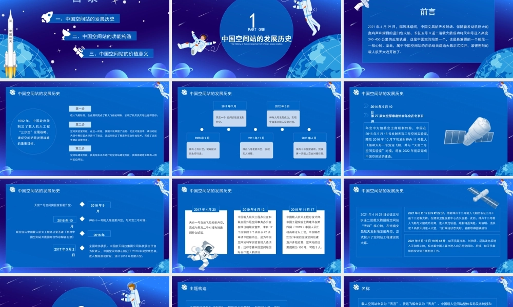 中国空间站发展历史知识普及介绍宣传PPT模板下载.pptx