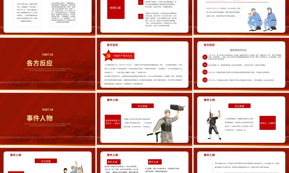 红色党建风卢沟桥事变历史PPT模板.pptx
