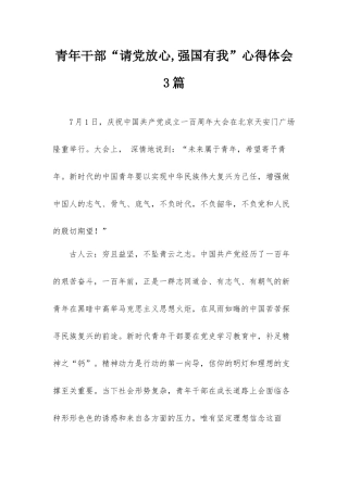 青年干部“请党放心,强国有我”心得体会3篇.docx