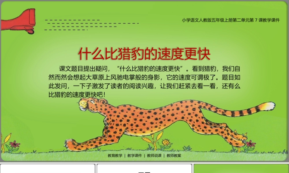 小学语文人教版五年级上册第二单元第7课《什么比猎豹的速度更快》教学PPT课件（带内容）.pptx