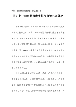 学习七一勋章获得者张桂梅事迹心得体会范文3篇.doc