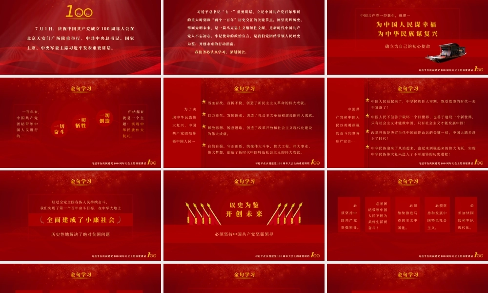 2021年七一建党大会重要讲话PPT模板下载.pptx