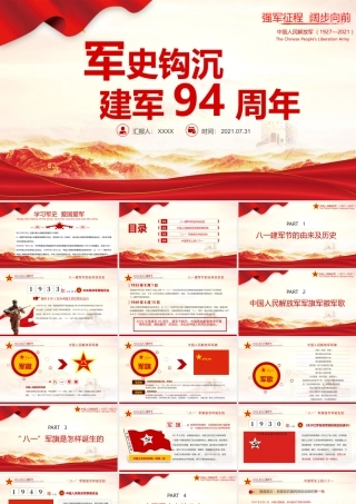 2021年八一建军94周年国防教育爱国教育PPT模板下载.pptx