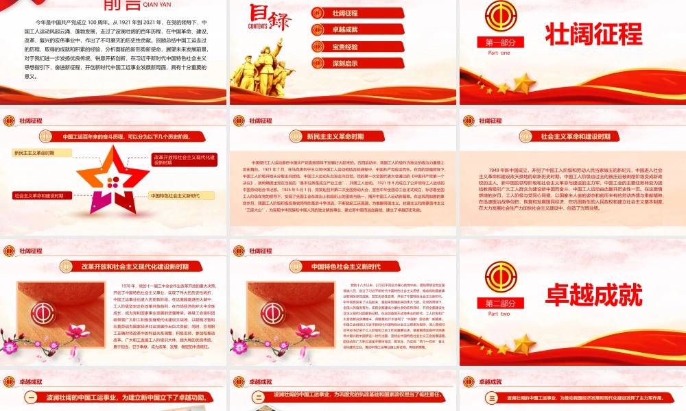 中国工运历程与深刻启示建党周年工会党课课件PPT模板下载.pptx