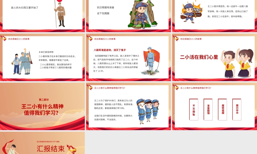 党建风党课抗日英雄王二小革命事迹PPT模板.pptx